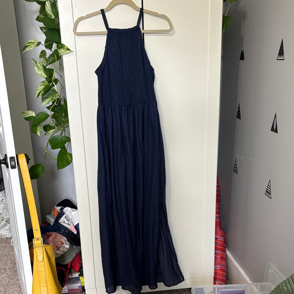 Universal Thread Navy Smocked Halter Maxi Dress